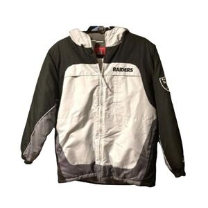 RAIDERS Jacket Reebok VINTAGE Youth Large 14-16 Unisex Hooded Oakland La Vegas